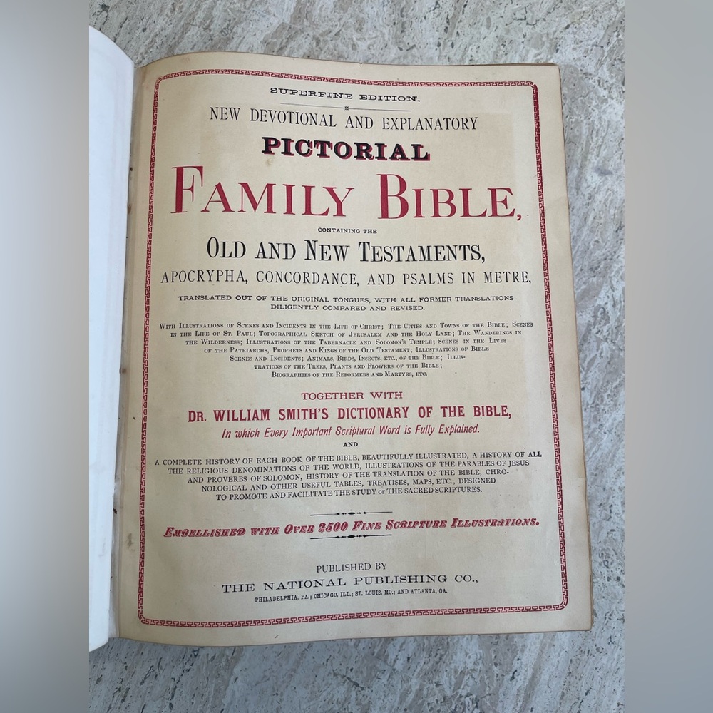 Antique 1879 Leather Family Pictorial Holy Bible G. Dore-Illman Brothers - Picture 5 of 16